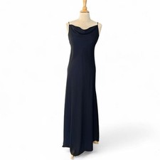 Vintage 90s y2k formal dress Australian import Black blue lining high slit READ