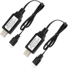 2 Pack USB Charger Cable for 7.4V 1A 2S LiPo & Li-ion Batteries – to... 