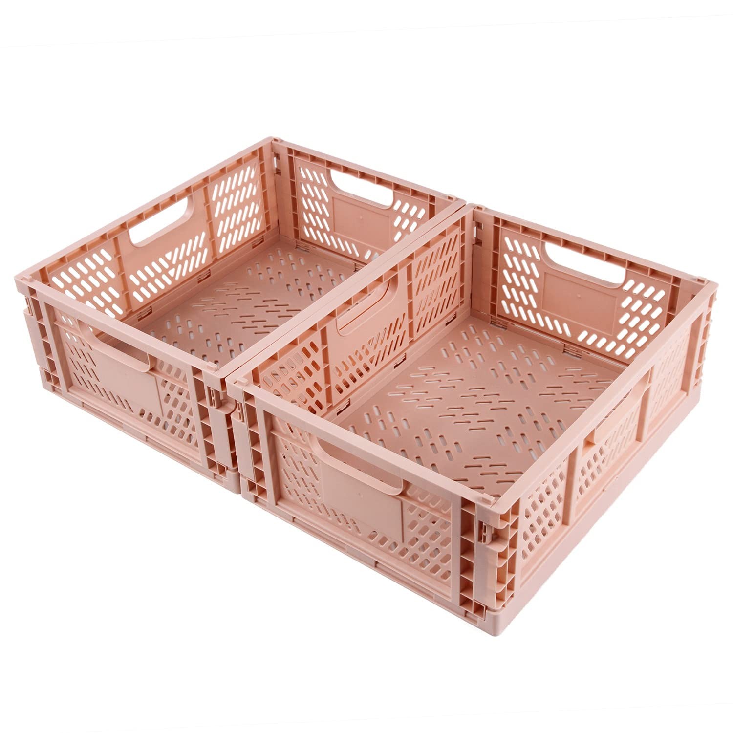 Boîtes de rangement pliables plastique avec poignées ergonomiques et bac empilable