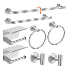 Brushed Silver 8-Piece Bathroom Hardware Set 24" 16" 8pcs 24" 16" Brushed Steel