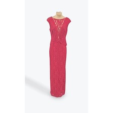 Ralph Lauren Evening Gown Red Lace Maxi Dress Sleeveless Size 2 Formal
