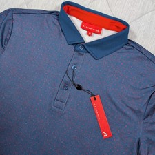 Redvanly Polo Mens M Belmont Navy With Red Floral Print 4way Stretch Wicking