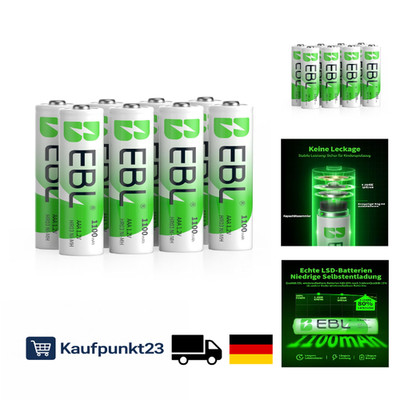EBL AAA Akku 1100mAh 8 Stück wiederaufladbare Batterien