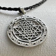 3D Sri Yantra Pendant Sterling Silver 925 Sacred Geometry Chakra Gift Handmade