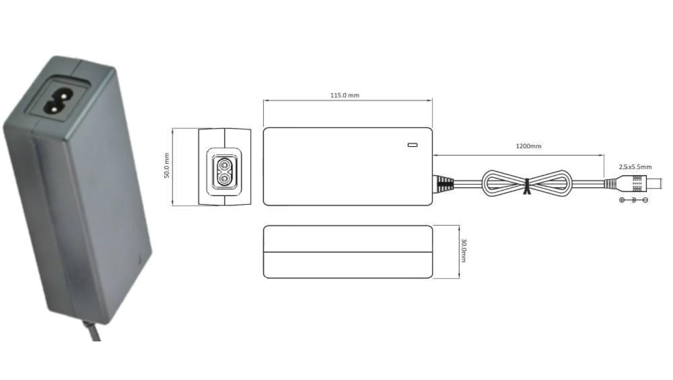 Desktop switching power supply 12V/3A/36W with DC plug - 5.5x2.5mm /T2UK