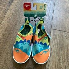NEW Speedo Kids Water Shoes, Orange and Blue, Dinosaur, Size 7/8