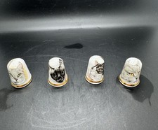 Fine Bone China Thimbles Finsbury Set of 4 Made In England With Cats Images