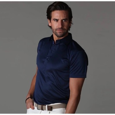 Collars & Co Mens Size Large Dress Collar Polo Navy Blue Performance Stretch