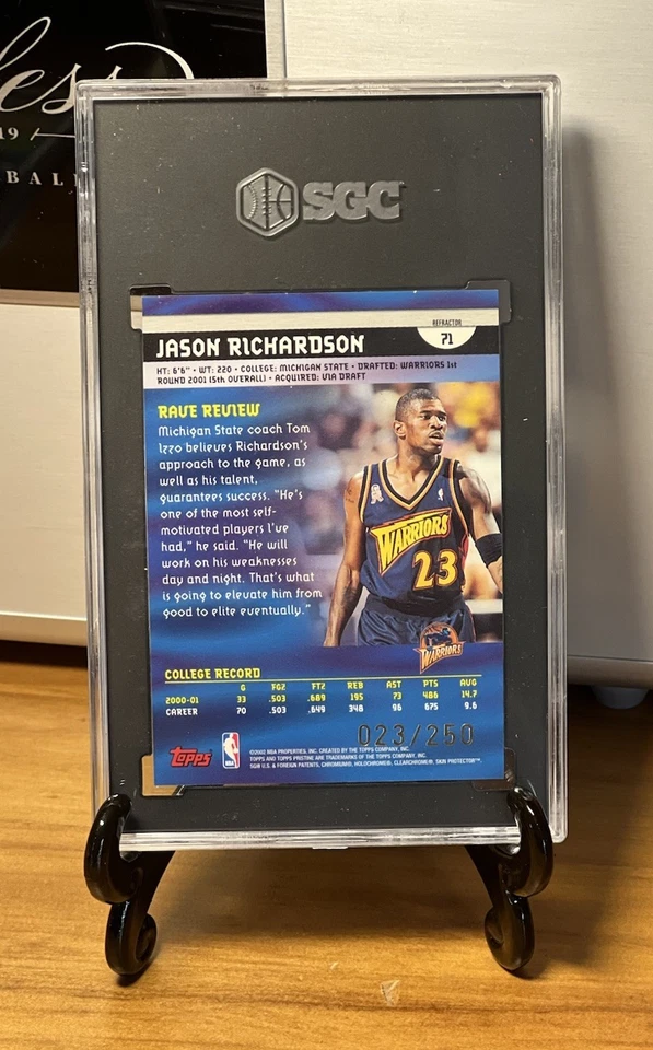 2001-02 Topps Pristine Rare RC Refractor Jason Richardson #71 SGC 9.5 23/250! - Image 2 of 3