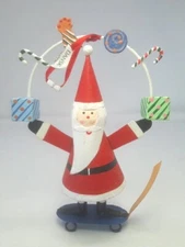 Dansk Santa Handpainted Metal Ornament Figure Whimsical Tin Phillipines Vtg 6"