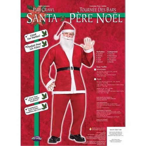Pub Crawl 5 pc Adult Santa Suit Christmas Costume - PlusSize - Picture 3 of 4