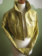 Missguided Faux Leather Jacket Trucker 14 12 Cropped Snake Moc Croc Madison Beer