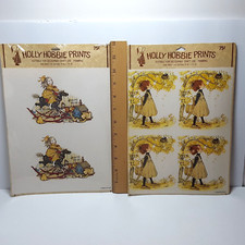 Vintage Lot 2 USA Made AGC Holly Hobbie 8 x 10 Decoupage Crafting Framing Prints