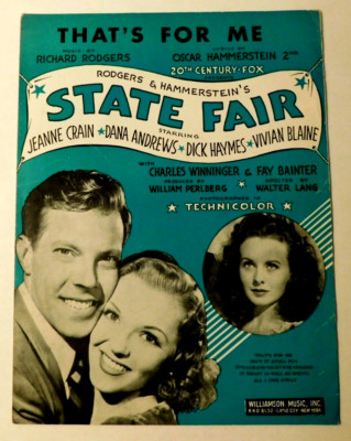 Movie Sheet Music ''That's For me'' in ''State Fair''   1945