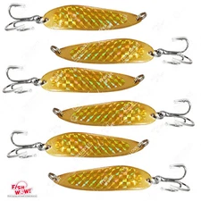 Qty 6 Fish WOW! 1oz crocodile Spoon trolling flutter Casting Jigs Lure Gold @US