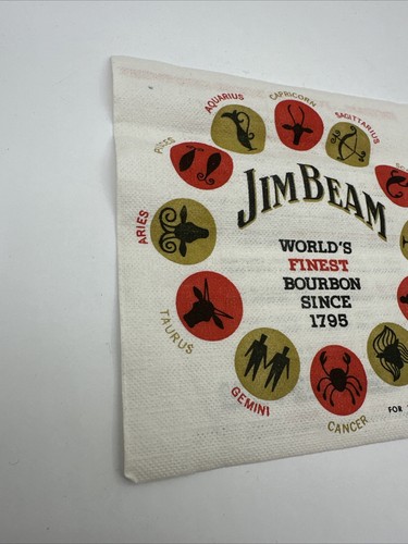 Jim Bean Bourbon Bar Napkin Horoscope Advertising Vintage - Picture 2 of 3