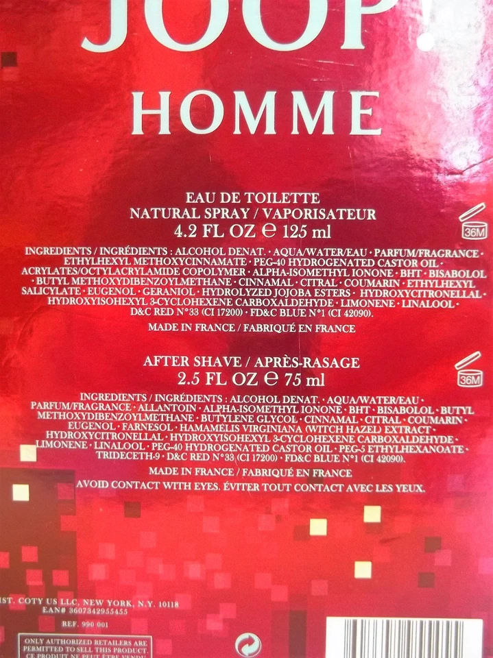 HOMME JOOP! Eau de Toilette para hombre EDT 4,2 oz y después del afeitado, 2,5 oz, juego de regalo, NUEVO Foto 3 de 3