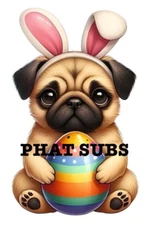 Sublimation Print Easter Egg Pug  Ready to Press Heat Transfer