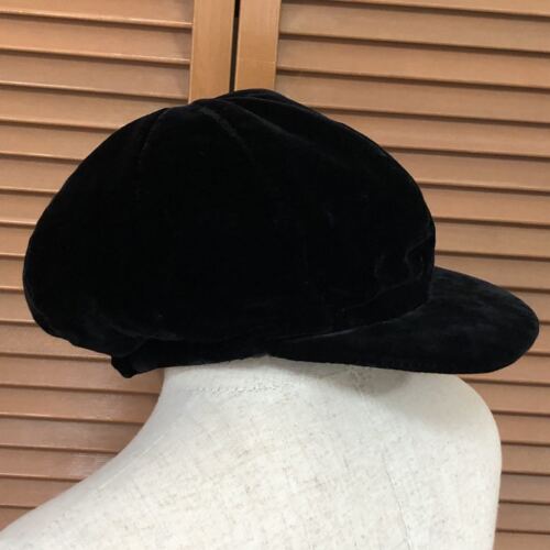 Chanel Newsboy Cap Hat Velvet Coco Mark Size M Logotype Brim 5.5cm Accessary - Picture 4 of 10