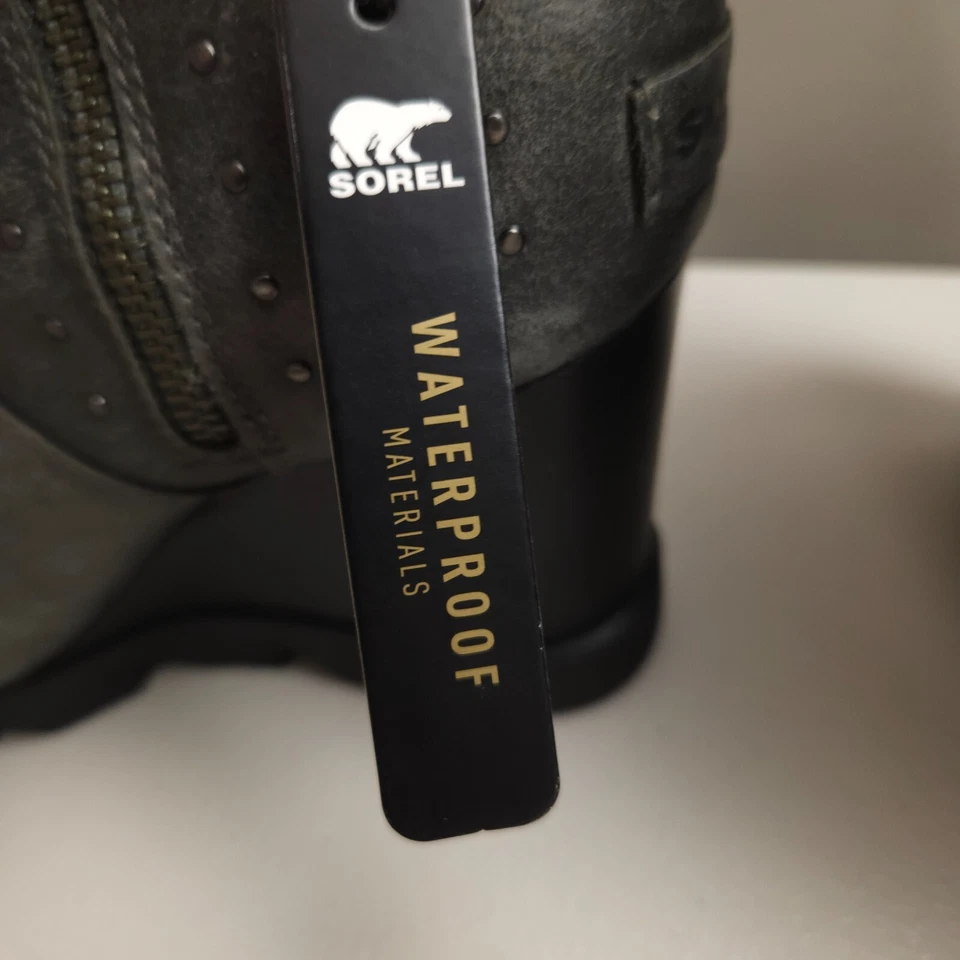 Zapatos Sorel Para Mujer Talla 9.5 Joan Uptown Gris Tachonado Botín Cremallera Lateral Cuero Foto 2 de 4