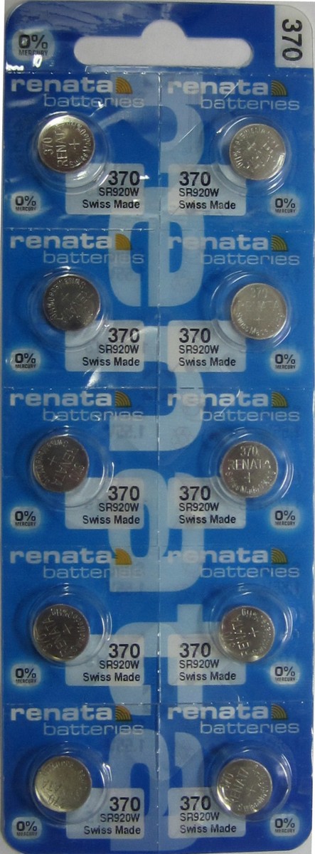 10 Pcs 370 SR920W Renata Watch 0% MERCURY Batteries