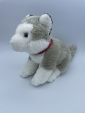 Fao Schwarz Husky Dog Stuffed Plush Realistic Blue Eyes 10"
