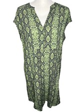 Anthropologie Women's Green Snake Print Rachel Tunic Dress Size Small