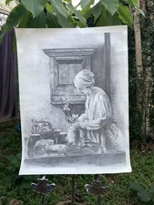 Signed Charles Anderson Ltd Ed. Signed Etching Girl With Flowers, 12/250 “Lara”