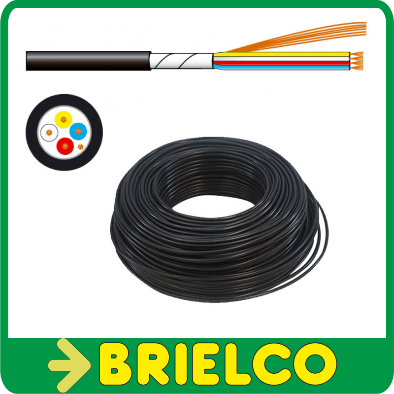 CABLE APANTALLADO MANGUERA 4 HILOS MAS MALLA ROLLO 10 COMPONENTES ELECTRONICOS