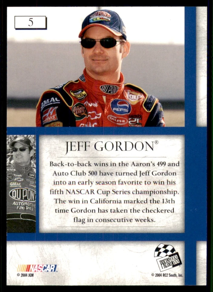 2004 Press Pass Vip #5 Jeff Gordon - Image 2 of 2