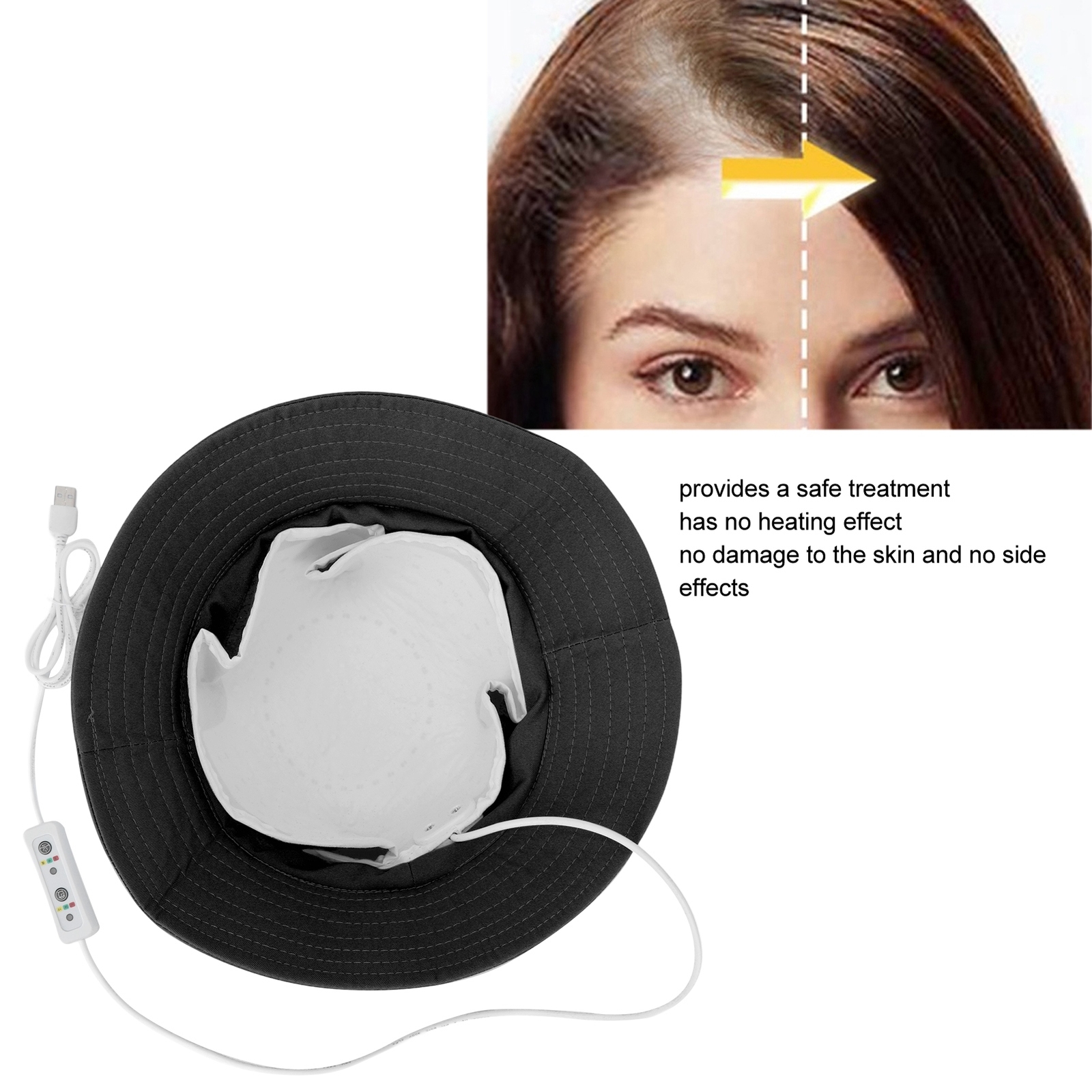 (Black)Hair Regrowth Cap 200 Lamp Beads Red Light Hair Loss Therapy