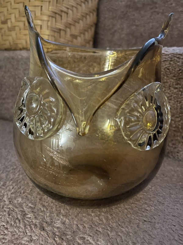 Glass Owl Jar Canister Bowl 