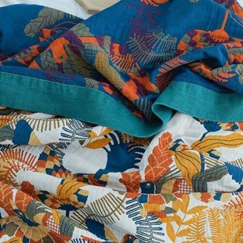 Gauze Cotton Blanket For Summer Air Conditioning Bed Cover Active Printing 5 Ply - Image 4 of 4