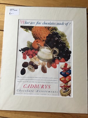 Cadbury s Chocolate Assortments Original Reklame 1934