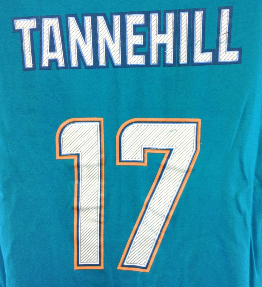Camiseta Feminina NFL Majestic Miami Dolphins Ryan Tannehill #17 Aqua Manga Longa - Imagem 4 de 4