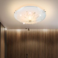 Deckenlampe Deckenleuchte Rund Satiniert Glas Verzierung Klar Schlafzimmerlampe