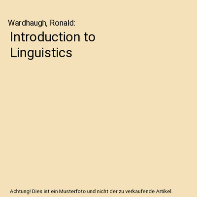 Introduction to Linguistics, Wardhaugh, Ronald