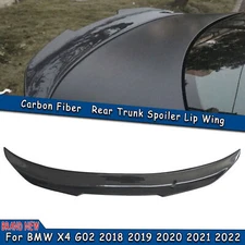 Black Rear Trunk Spoiler Wing For BMW X4 G02 2018-2022 PSM Style Carbon Fiber
