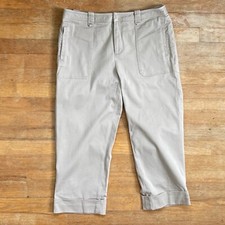 Vintage Khaki Capri Pants Size Large 31" Waist 1990s Twill Cotton Cropped Capris