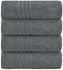 Grey Bath Towels Set of 4 Pcs Cotton 27x54 Inch Body Towel for Hotel Gym