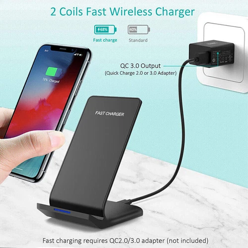 Wireless Fast Charger Charging Pad Stand Dock For Samsung Galaxy iPhone Phone - Picture 6 of 14