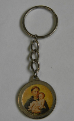 St Saint Anthony blessed relic medal key chain ring patron of lost articles