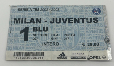 Ticket Milan - Juventus Serie A 2020/2021 Portes Closes Rare