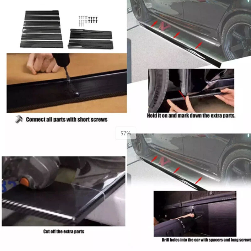 Para BMW 1 2 3 4 5 7 Series Z4 86.6" Falda Lateral Extensión Panel Balancín Divisor Foto 4 de 4