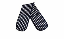 Image of Double Oven Gloves Quilted Butcher Stripe Pot Holder Heat Resistant Mitt