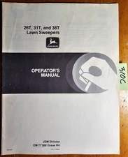 John Deere 26T 31T 38T Lawn Sweepers Sweeper Owner's Operator's Manual H4