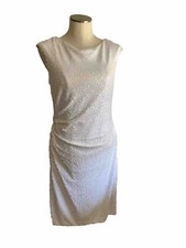 David Meister White  Beaded Cocktail Dress Keyhole Back Size 12 or 10 NEW