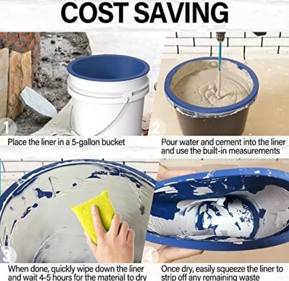 Revestimiento de cubo de 5 galones Revestimientos de cubo de goma reutilizables para concreto azul 5 galones Foto 2 de 4
