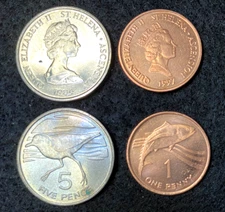 St. Helena 2 Coins Set 1 Penny & 5 Pence UNC World Coins