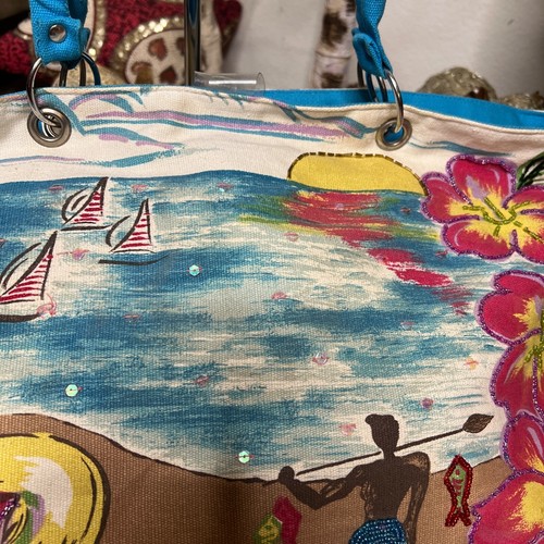 Hand Made Beach Tote Bag 100% Cotton Made In India Multicolor Shoulder Bag - Picture 5 of 14